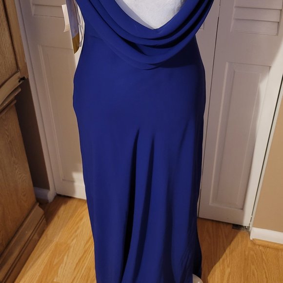 DAVE & JOHNNY ROYAL CHIFFON OVERLAY LONG DRESS - Picture 6 of 16